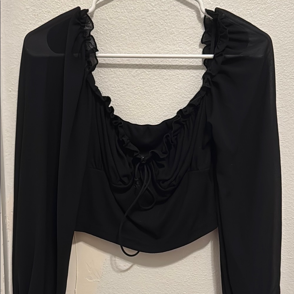 Chic Black Ruffled Blouse